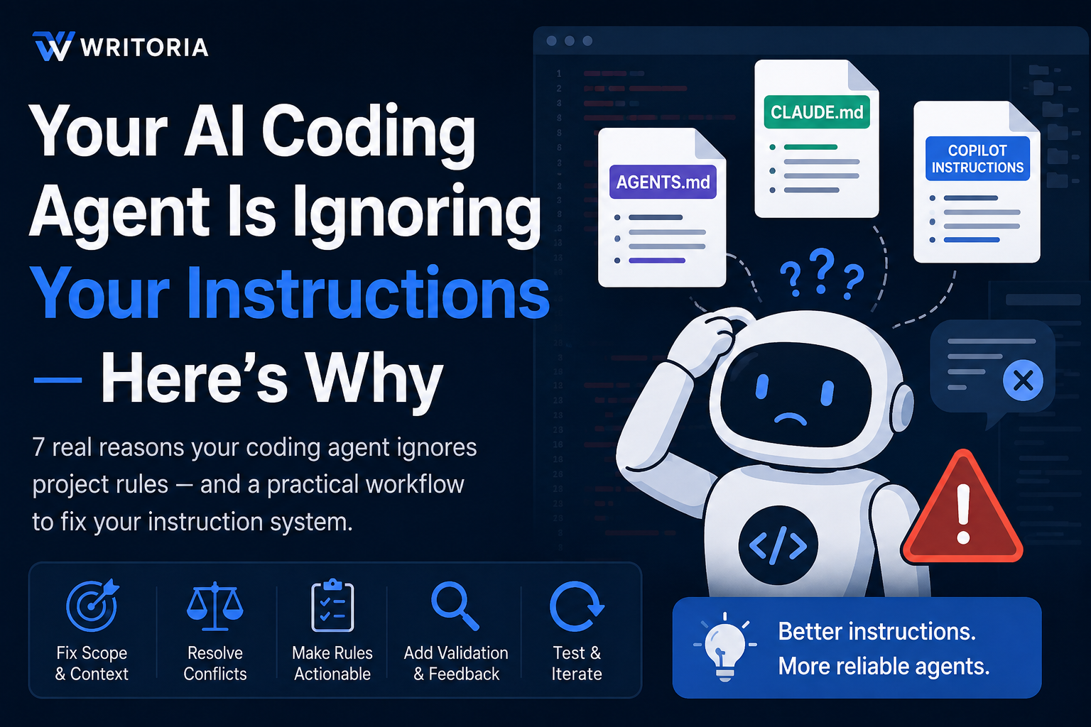 AI coding agent ignoring AGENTS.md, CLAUDE.md, and Copilot instructions