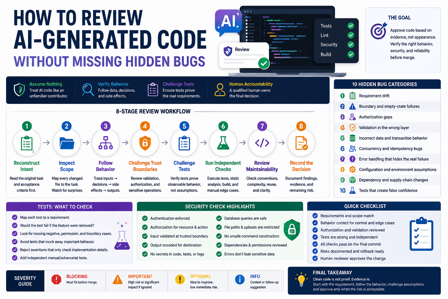 Eight-stage workflow for reviewing AI-generated code and finding hidden bugs